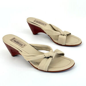 Matisse Leather Heeled Sandals Sz 7.5 Made in Brazil Y2K Retro Cone Kitten Heel